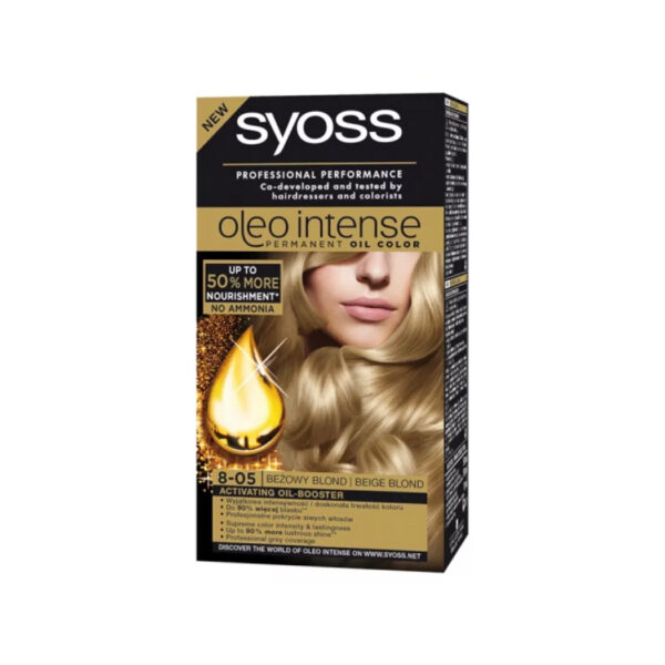 Syoss Oleo Intense 8-05 Beige Blonde ngjyrë flokësh me vajra ushqyes