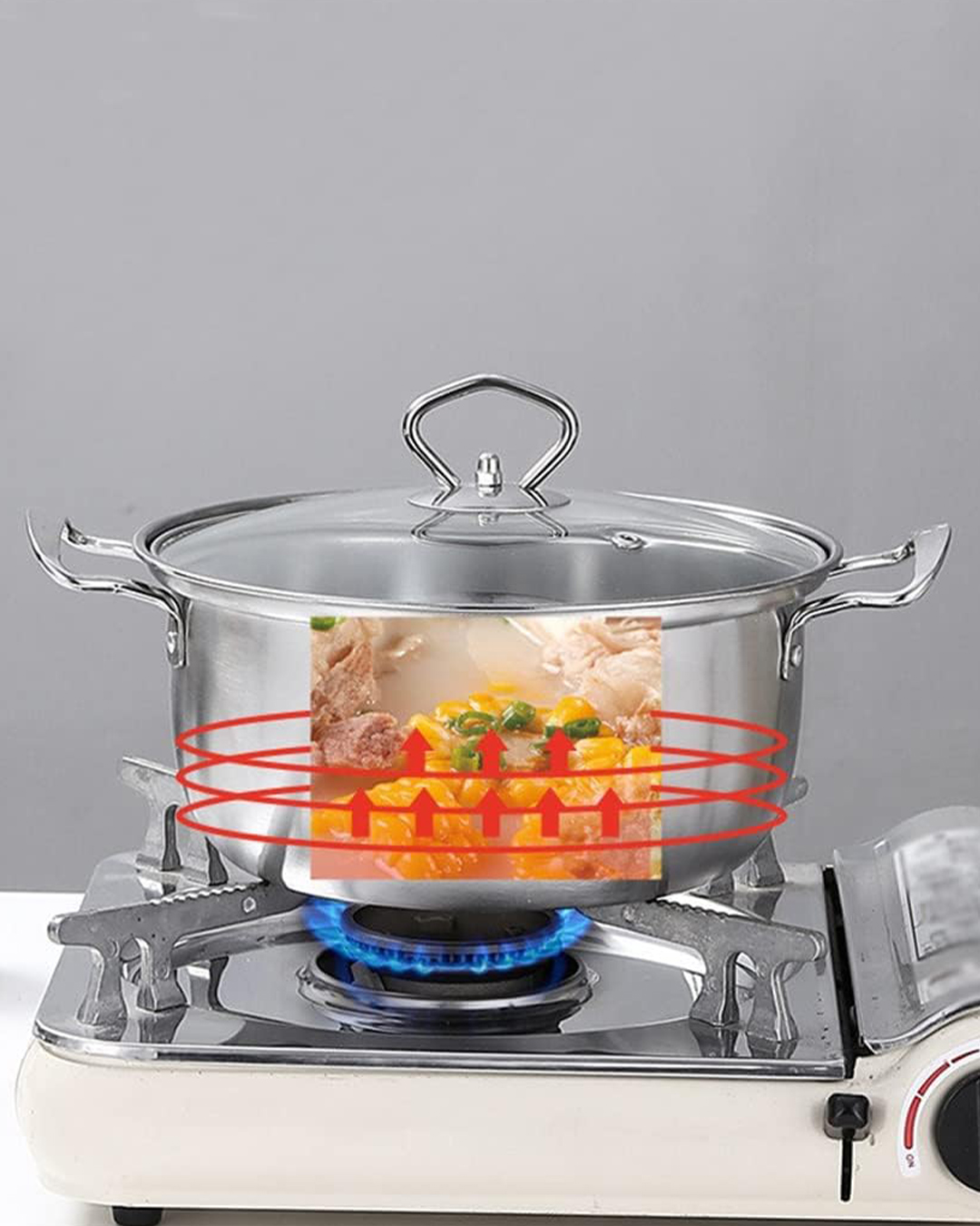 000 Set Tenxhere Inoksi 6 Pjesë (22/24/26 cm) - Figura 3