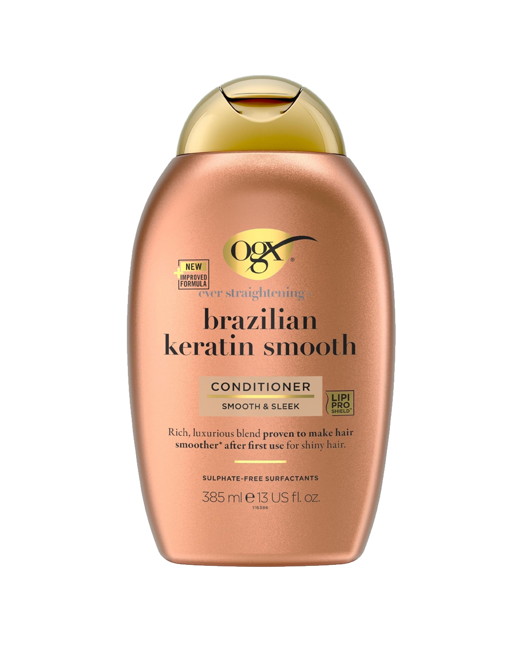 0022796976024 2 OGX Brazilian Keratin Smooth Conditioner 385ml – Balsam për Flokë të Drejtë & me Shkëlqim - Figura 1
