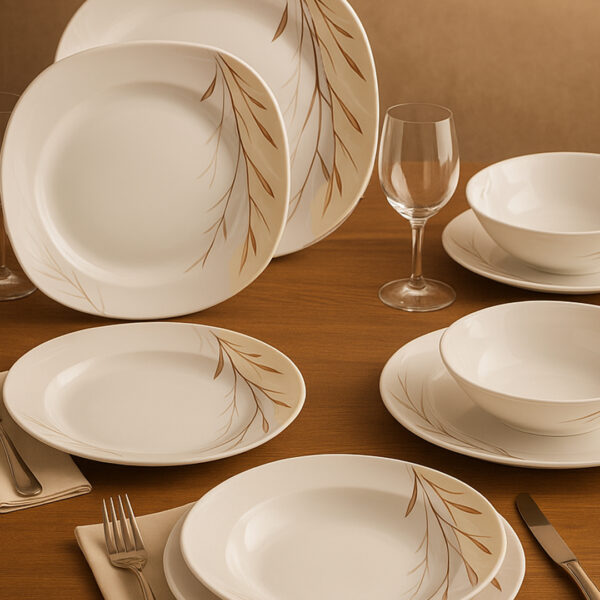 Set Pjata 18 Copë Marble – Elegancë për Çdo Tryezë