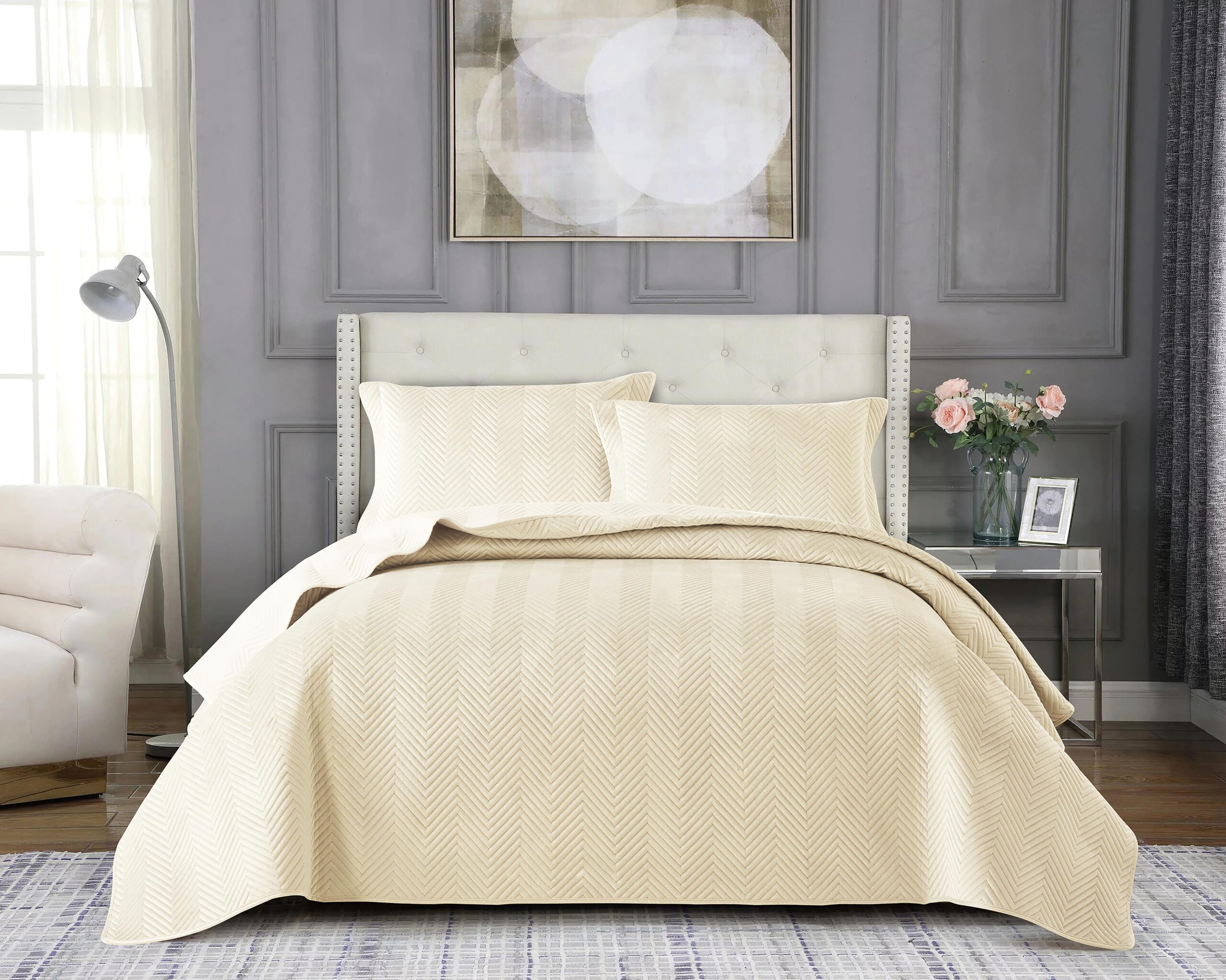 1 (1) Mbulesë shtrati dopio Velvet - Figura 1