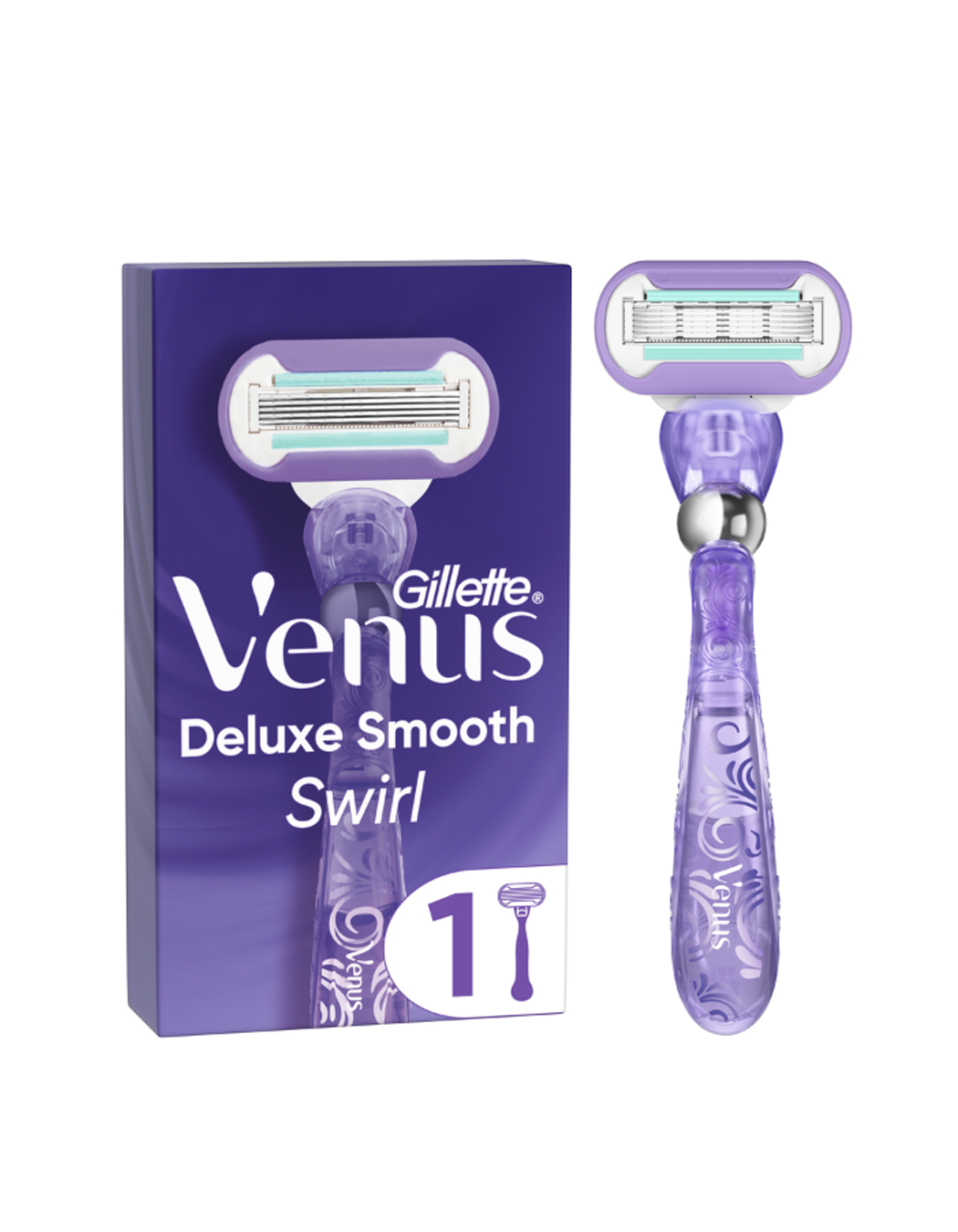 1 Gillette Venus Deluxe Smooth Swirl Handle & Razor Blade Refill, 1set - Figura 2
