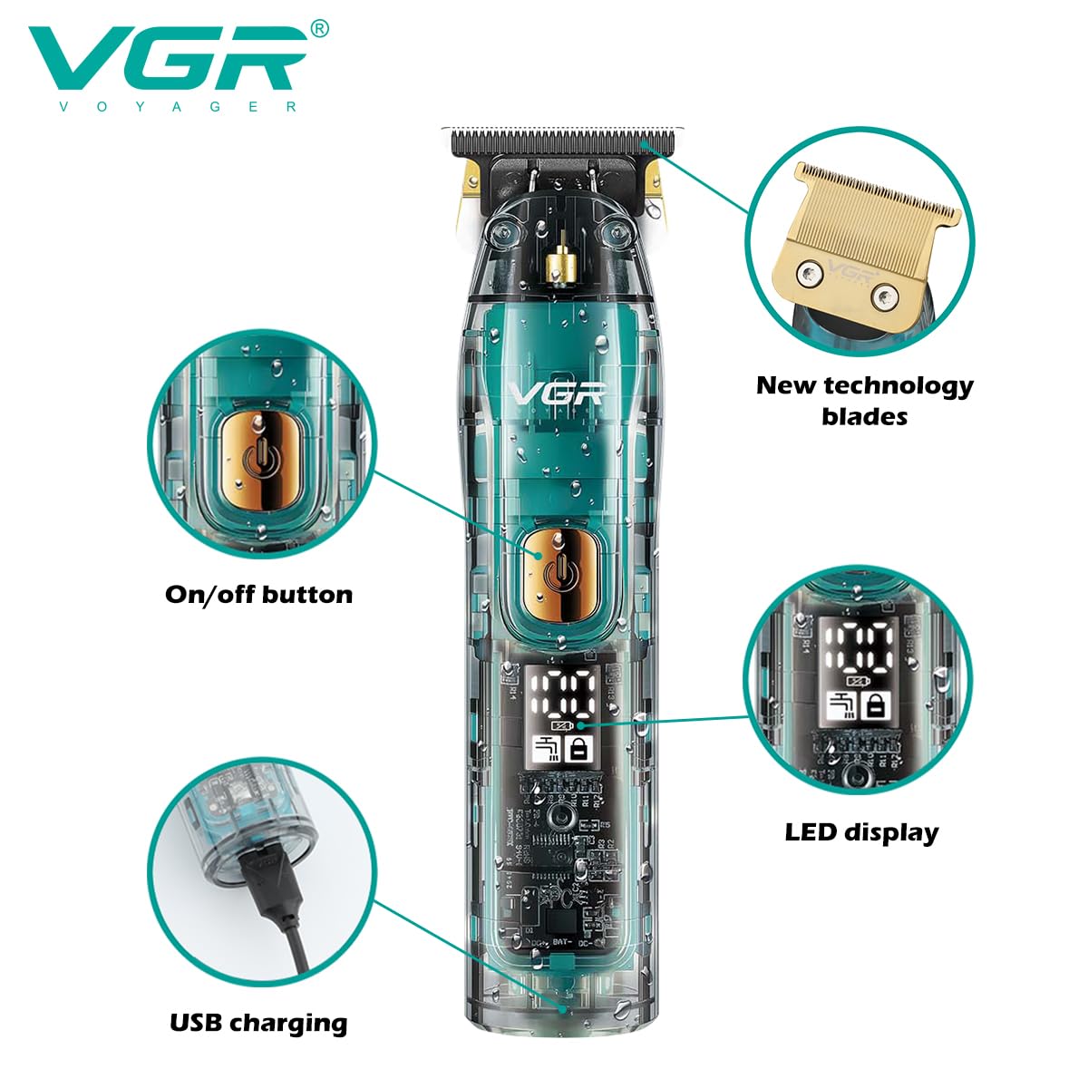 61uztE8kwNL._SL1200_ VGR V‑961 Professional Rechargeable Hair Trimmer - Figura 1