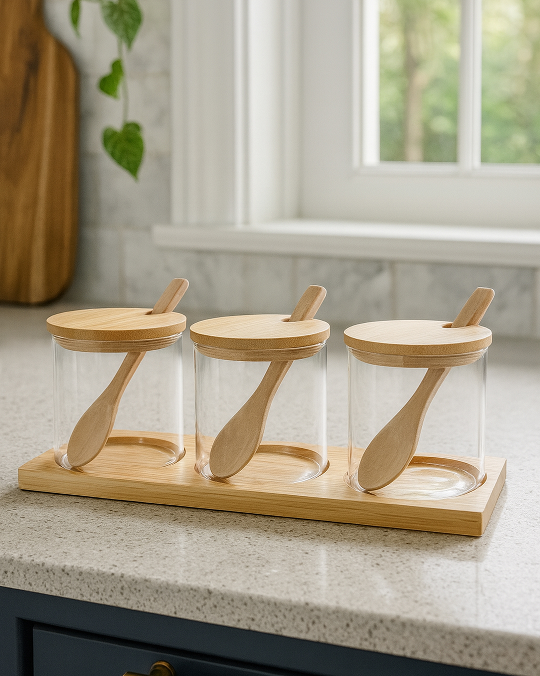 6926682024544 Set kavanozësh me kapak druri dhe lugë - Figura 1