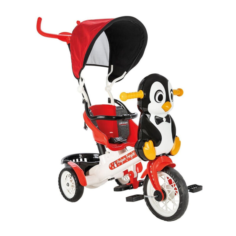 Trociklet për fëmijë me tendë dhe dizajn pinguini