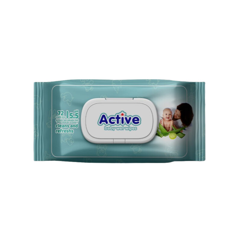Faculeta të lagura për bebe – Active Baby(72 copë)