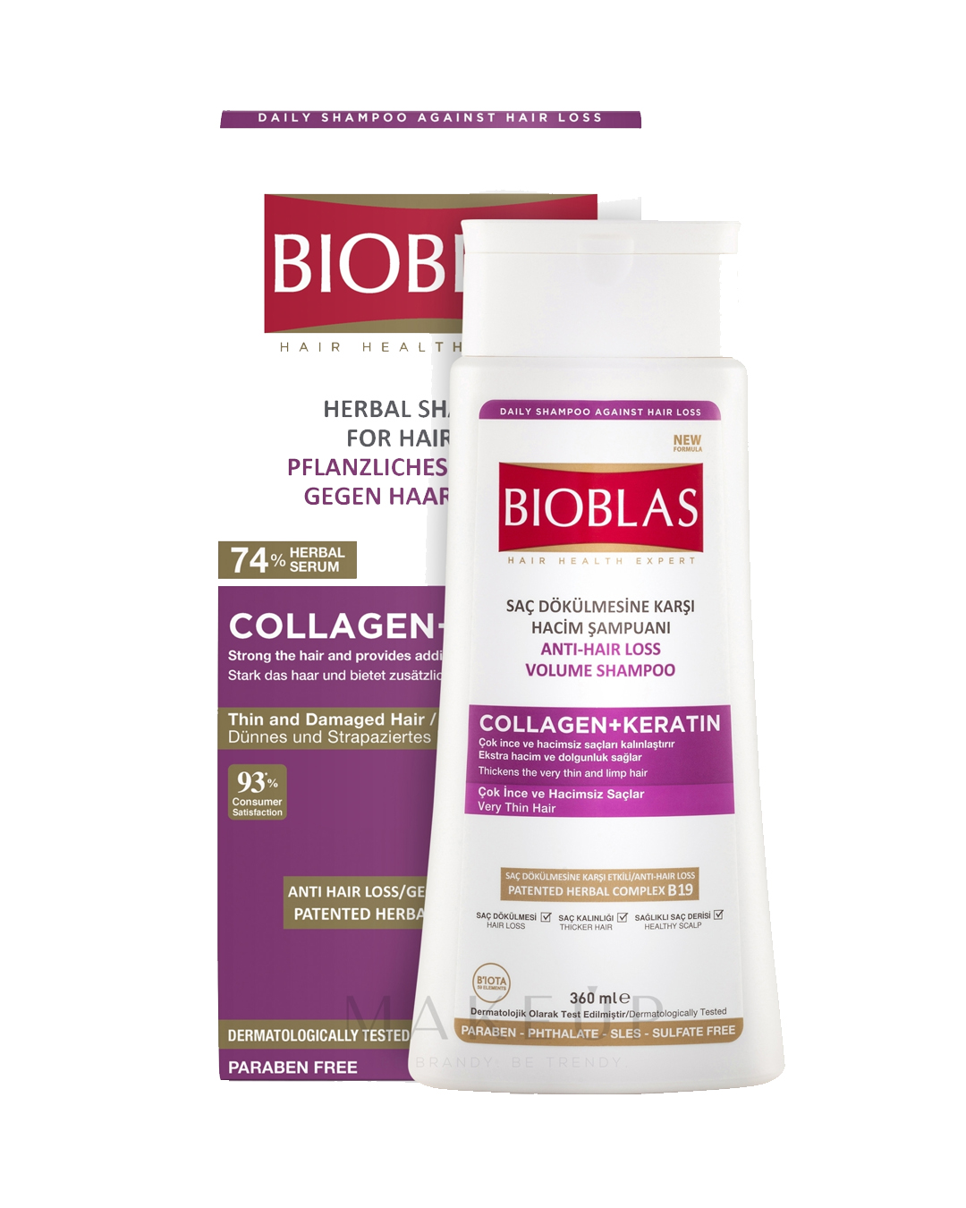 8680512628484 Bioblas Collagen + Keratin Anti-Hair Loss Volume Shampoo 360ml – Për Flokë të Hollë dhe të Dëmtuar - Figura 1