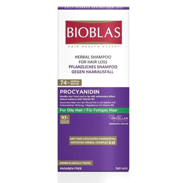 Bioblas Procyanidin Herbal Shampoo 360ml – Për Flokë me Yndyrë, Kundër Rënies së Flokëve