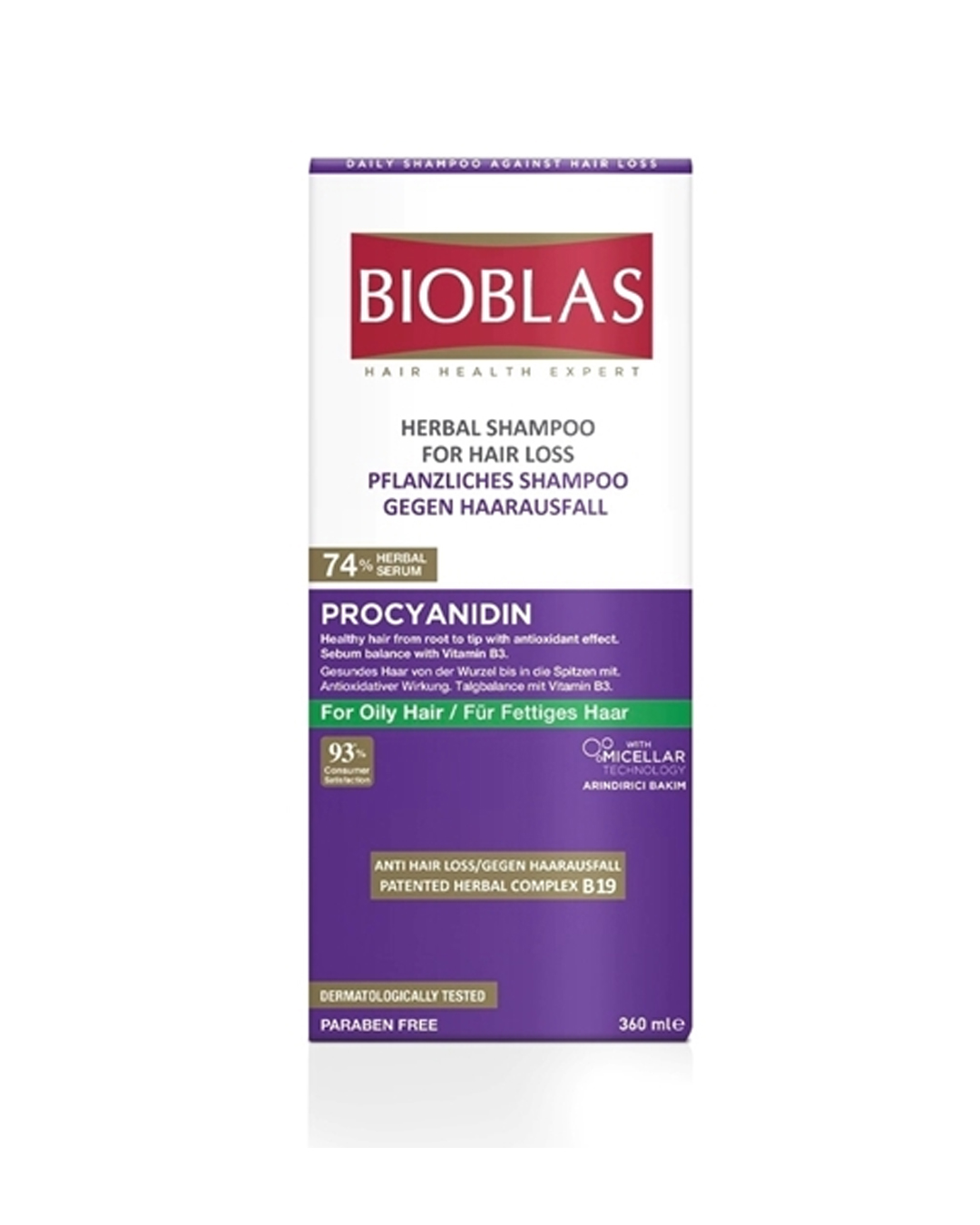 8697432094039 Bioblas Procyanidin Herbal Shampoo 360ml – Për Flokë me Yndyrë, Kundër Rënies së Flokëve - Figura 1