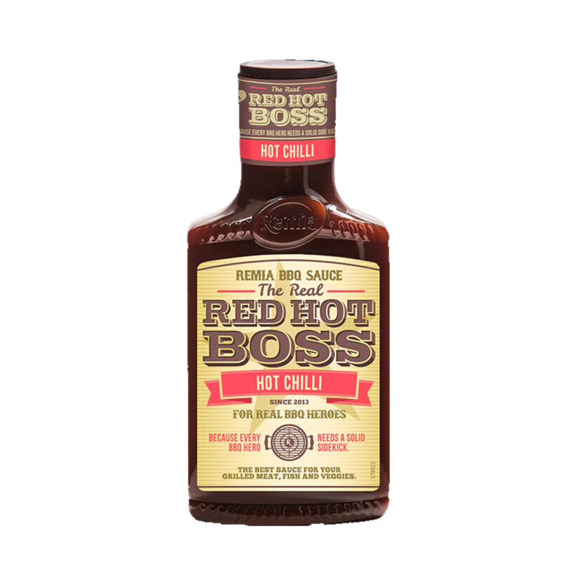 Remia BBQ Sauce Red Hot Boss – Salcë BBQ Djegëse me Spec të Kuq 500ml